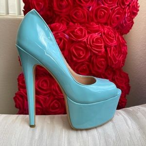 Patent Baby Blue Sky High Heels